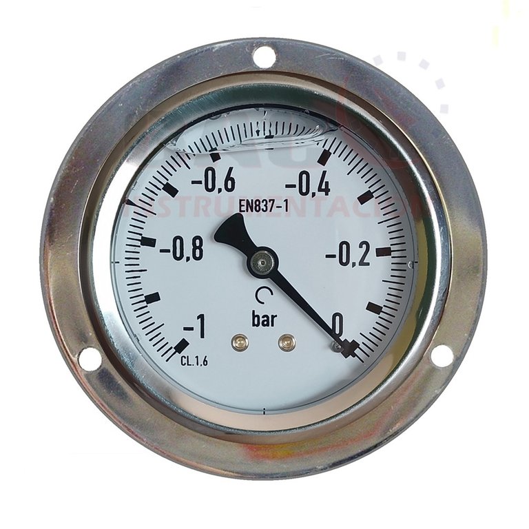 Diff Vacuómetro redondo de 1 a 0 bares, diámetro 63 mm, M1/4, caja inoxidable, glicerina 